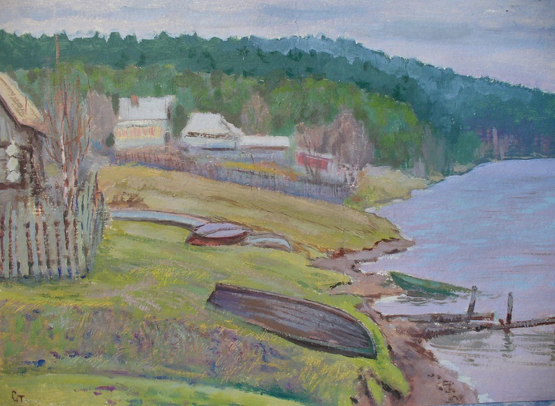 Курганово. Берег с лодками. Осень. 1980-е г.г.