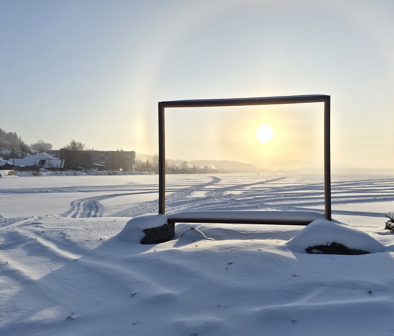 Утро на пруду через фоторамку. 2026 г.