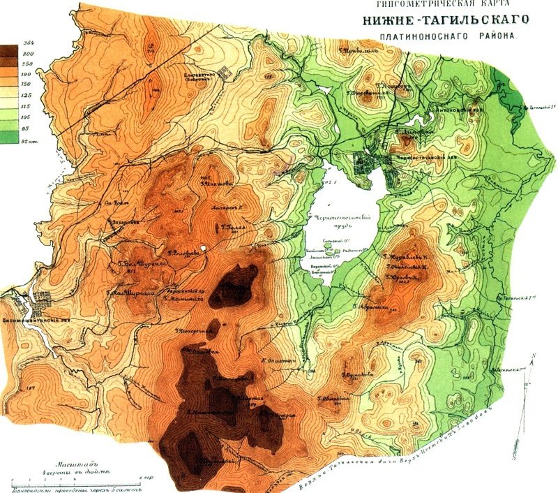 Гипсометрическая карта Нижнетагильского района