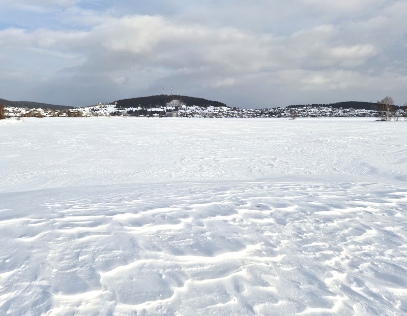 Вид на пруд и Заводскую гору. 2026 г.