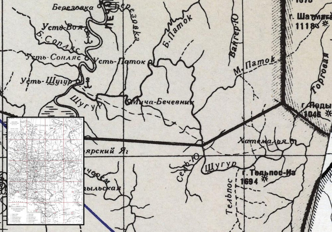 1943 г. Фрагмент "Map of the European part of U.S.S.R".